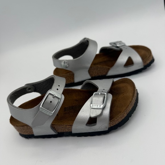 Birkenstock Rio Kids Sandals Silver Metallic Adjustable Strap EU 27 US 10 - Picture 4 of 7